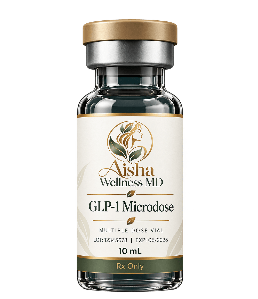 Aisha Wellness MD GLP-1 Microdose protocol — clinical still life